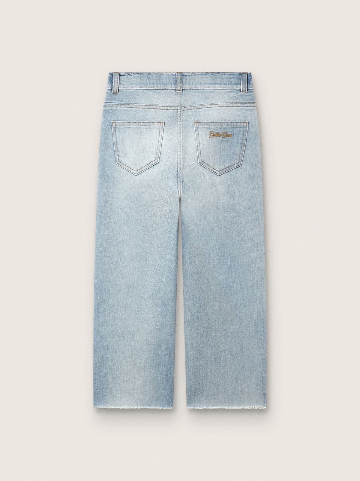 Golden boys&rsquo; jeans in light blue denim with an embroidered logo