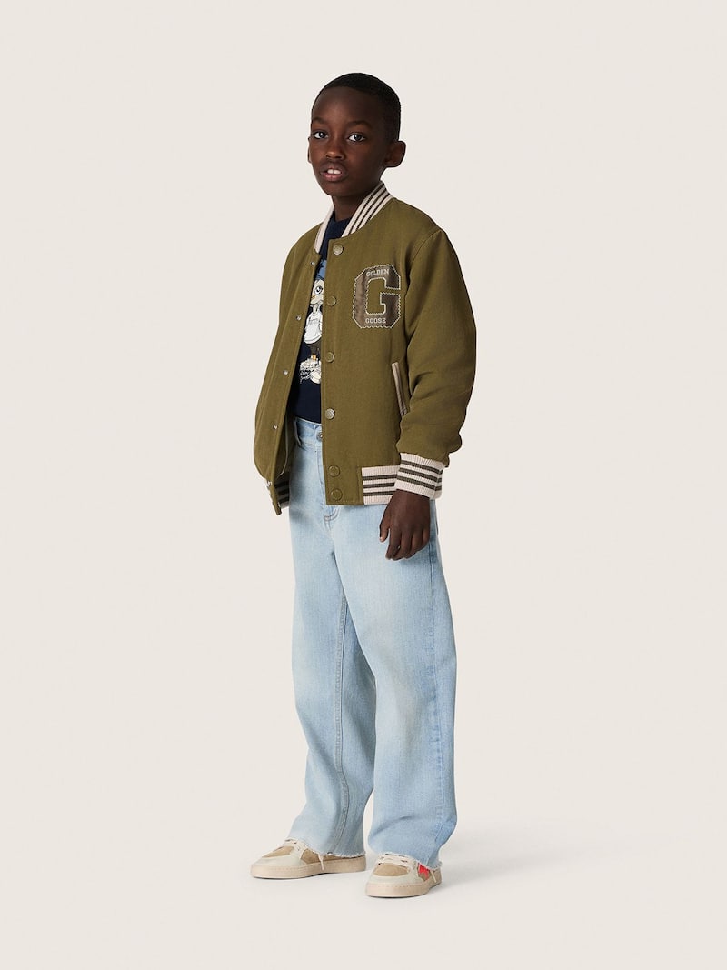 Golden Goose - Jeans da Bambino Golden in denim azzurro con logo ricamato in 