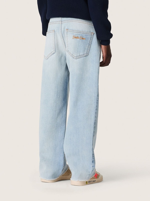 Golden Goose - Jeans da Bambino Golden in denim azzurro con logo ricamato in 