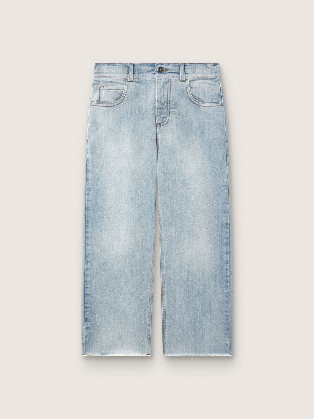 Golden Goose - Vaqueros de ni&ntilde;o Golden en denim celeste con logotipo bordado in 