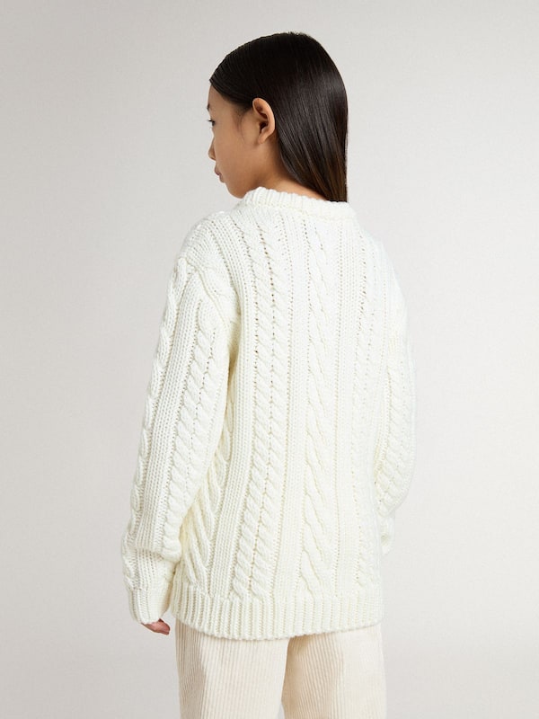 Golden Goose - Girls' white wool sweater with pearls in 