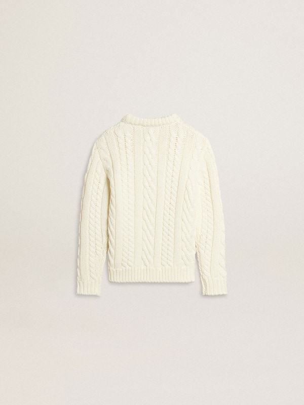 Golden Goose - Girls' white wool sweater with pearls in 