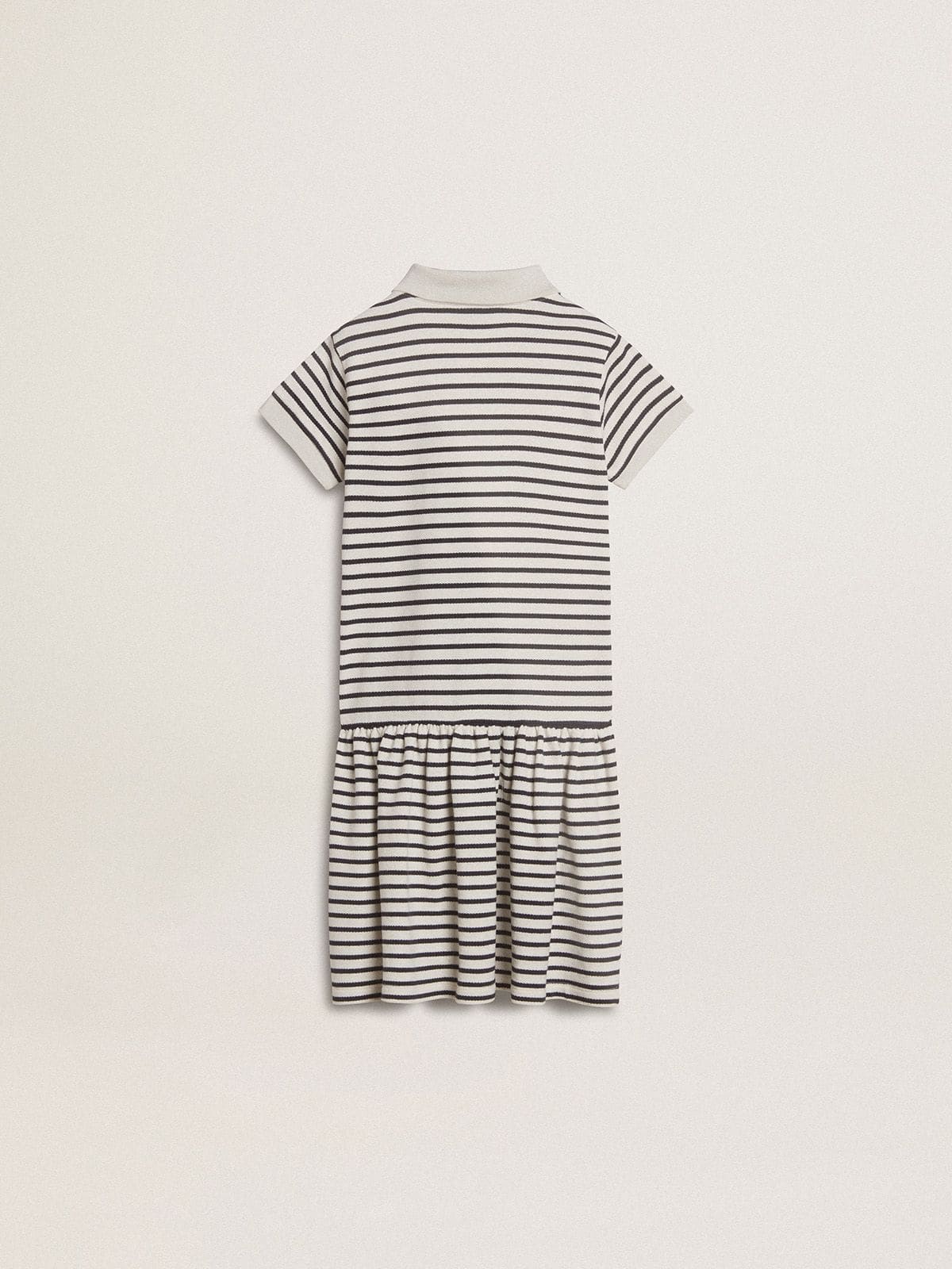 Golden Goose - Robe midi pour fille en coton mélangé à rayures avec broderie in 