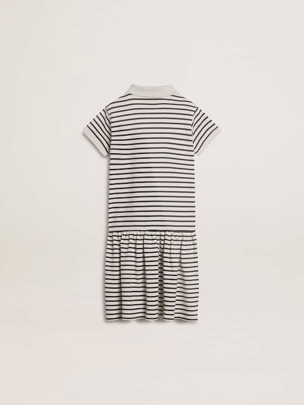 Golden Goose - Girls' midi dress in striped cotton blend with embroidery in 