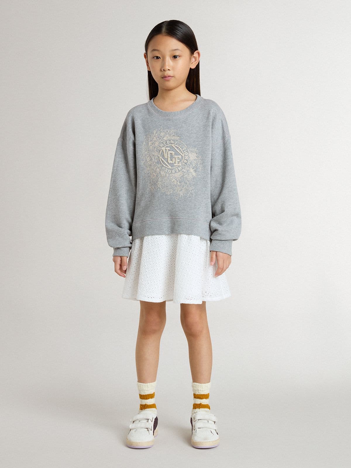 Golden Goose - Grau-weißes Mädchen-Minikleid in 