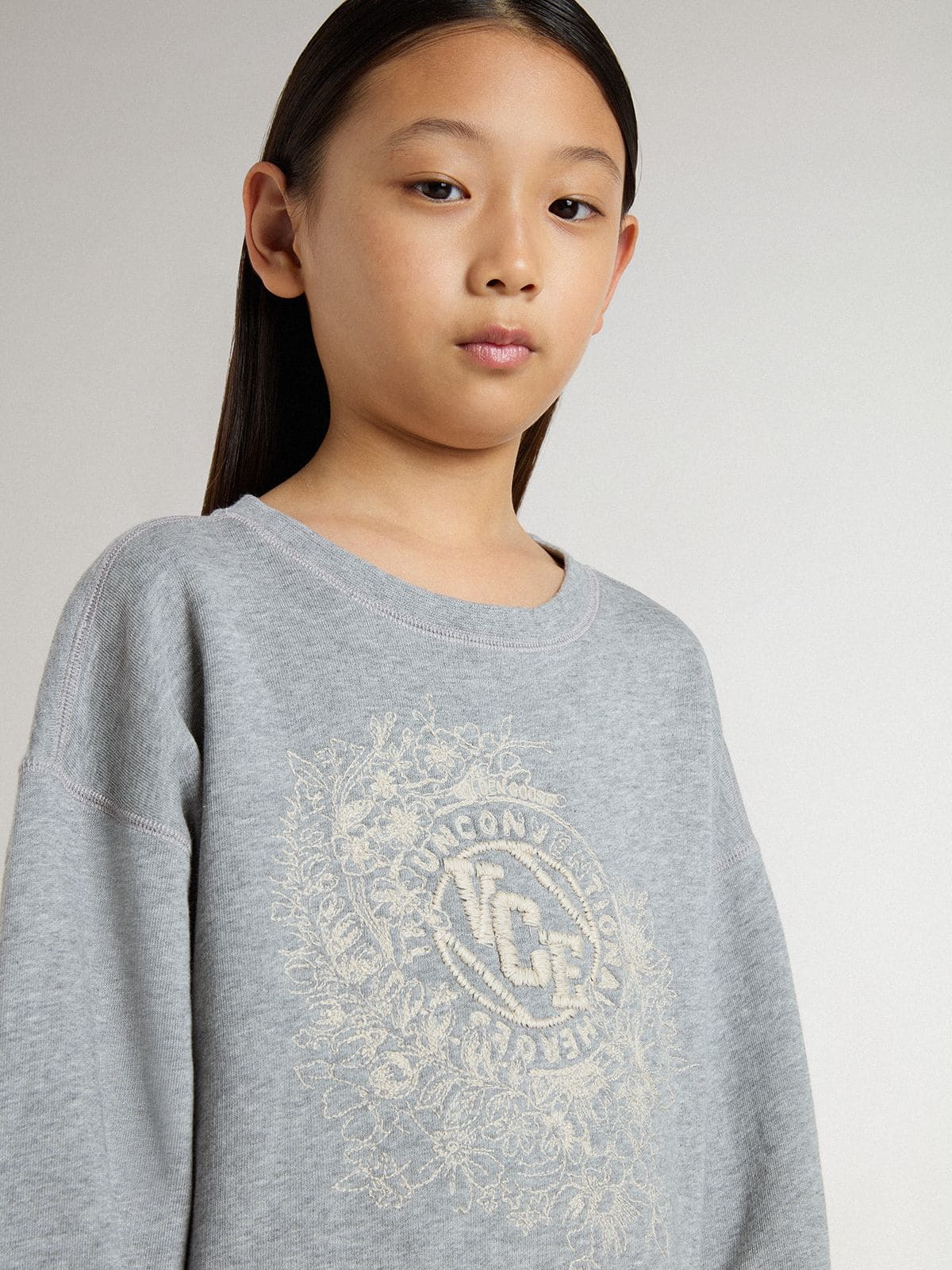 Golden Goose - Grau-weißes Mädchen-Minikleid in 