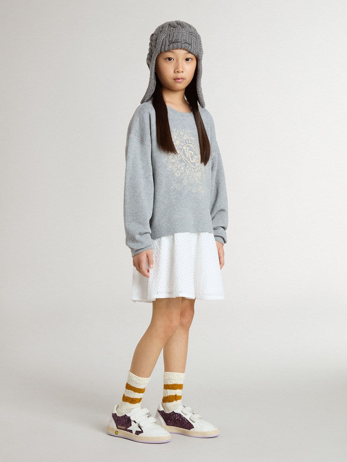 Golden Goose - Grau-weißes Mädchen-Minikleid in 