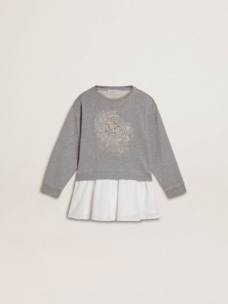 Minivestido de niña gris y blanco