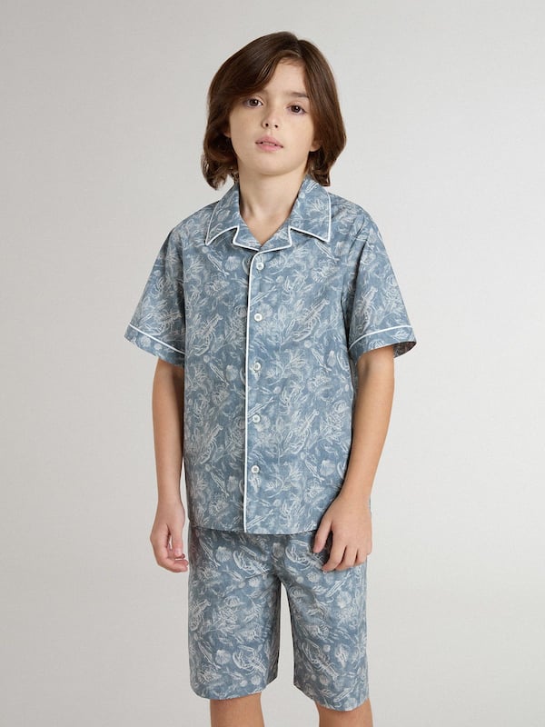 Golden Goose - Boys' blue shirt with white print in 