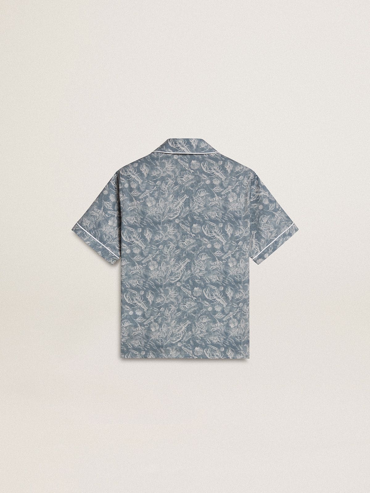 Golden Goose - Blaues Kinderhemd mit weißem Print  in 