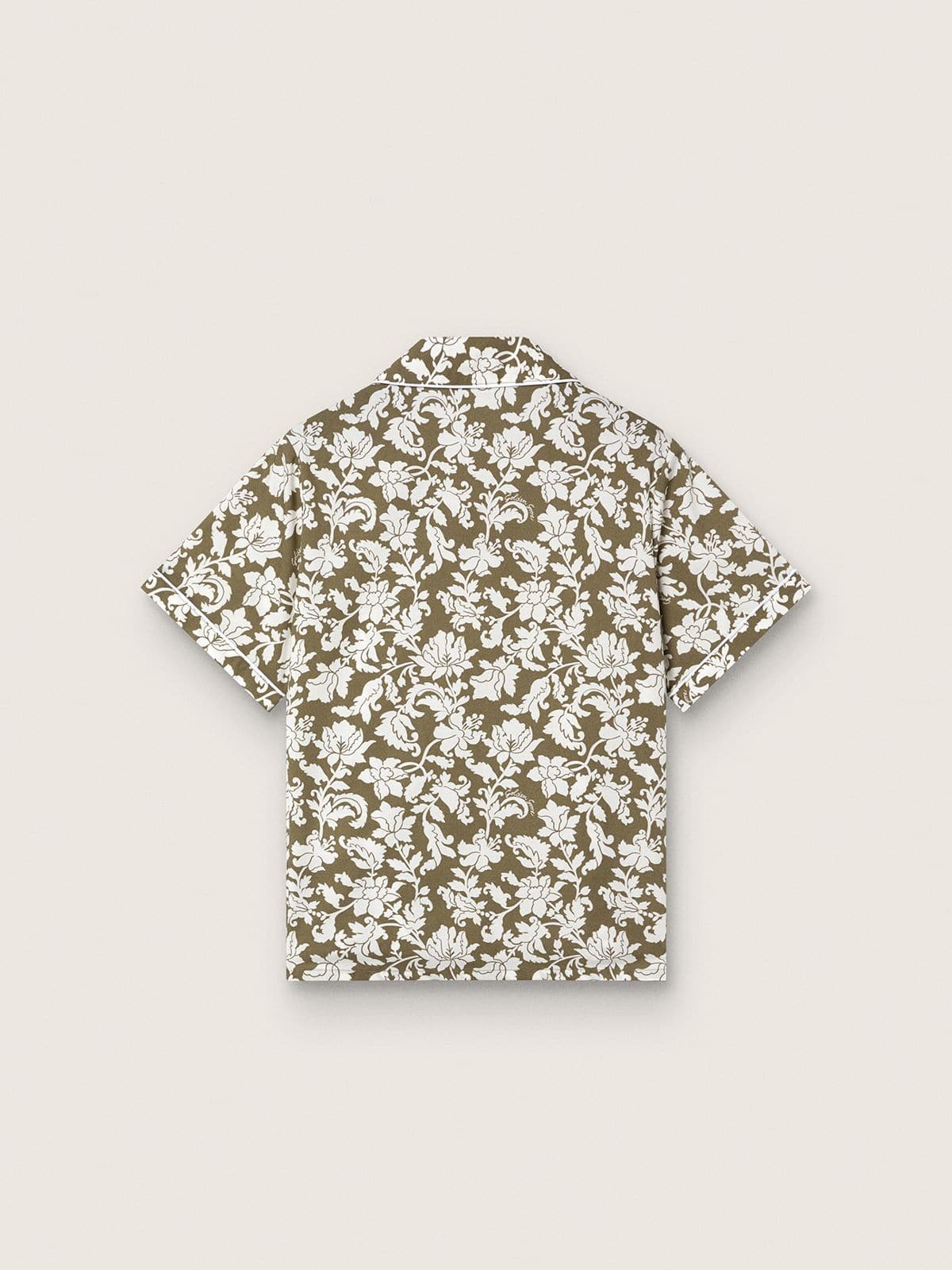 Golden Goose - Camicia da Bambino Journey in canvas di cotone con stampa floreale verde e bianca in 