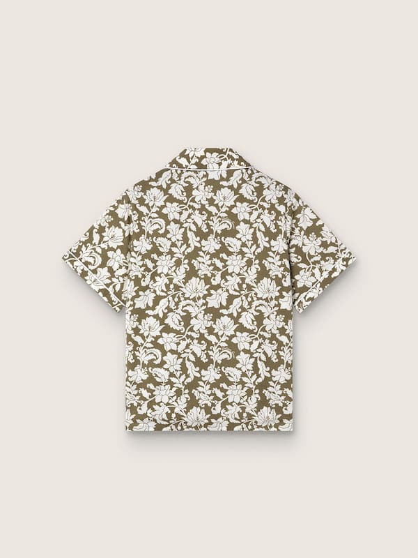 Journey boys&rsquo; shirt in cotton canvas with a green and white floral print