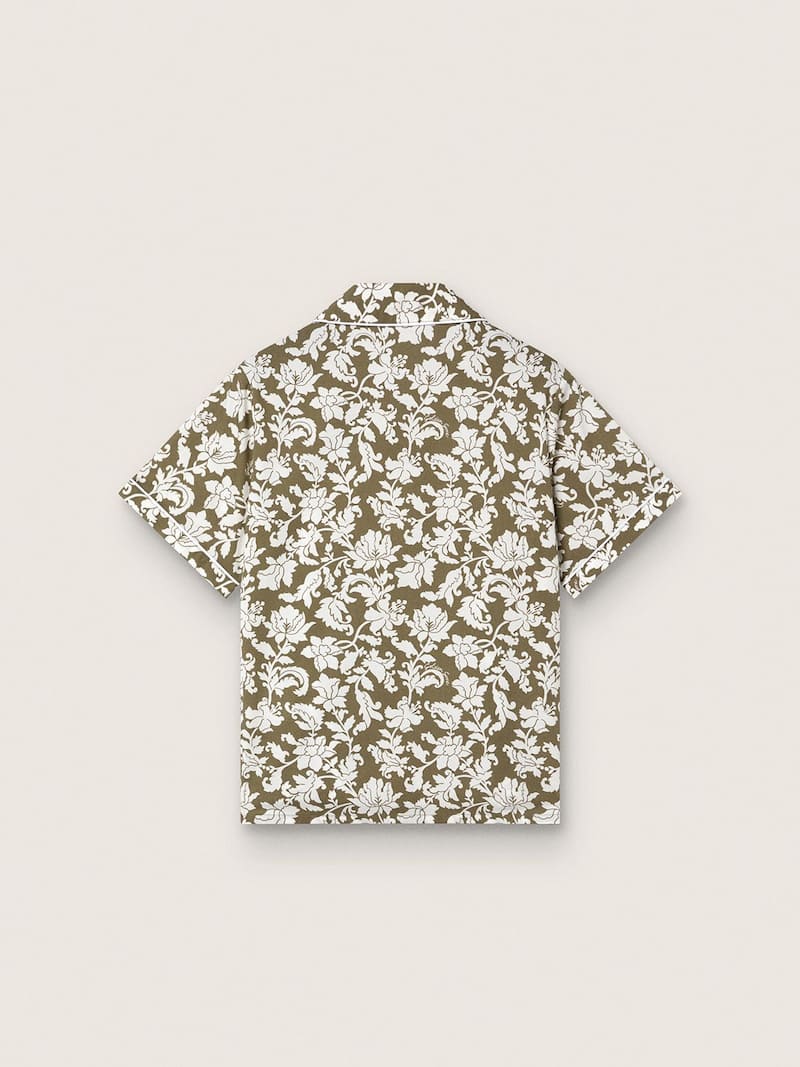Golden Goose - Journey boys&rsquo; shirt in cotton canvas with a green and white floral print in 