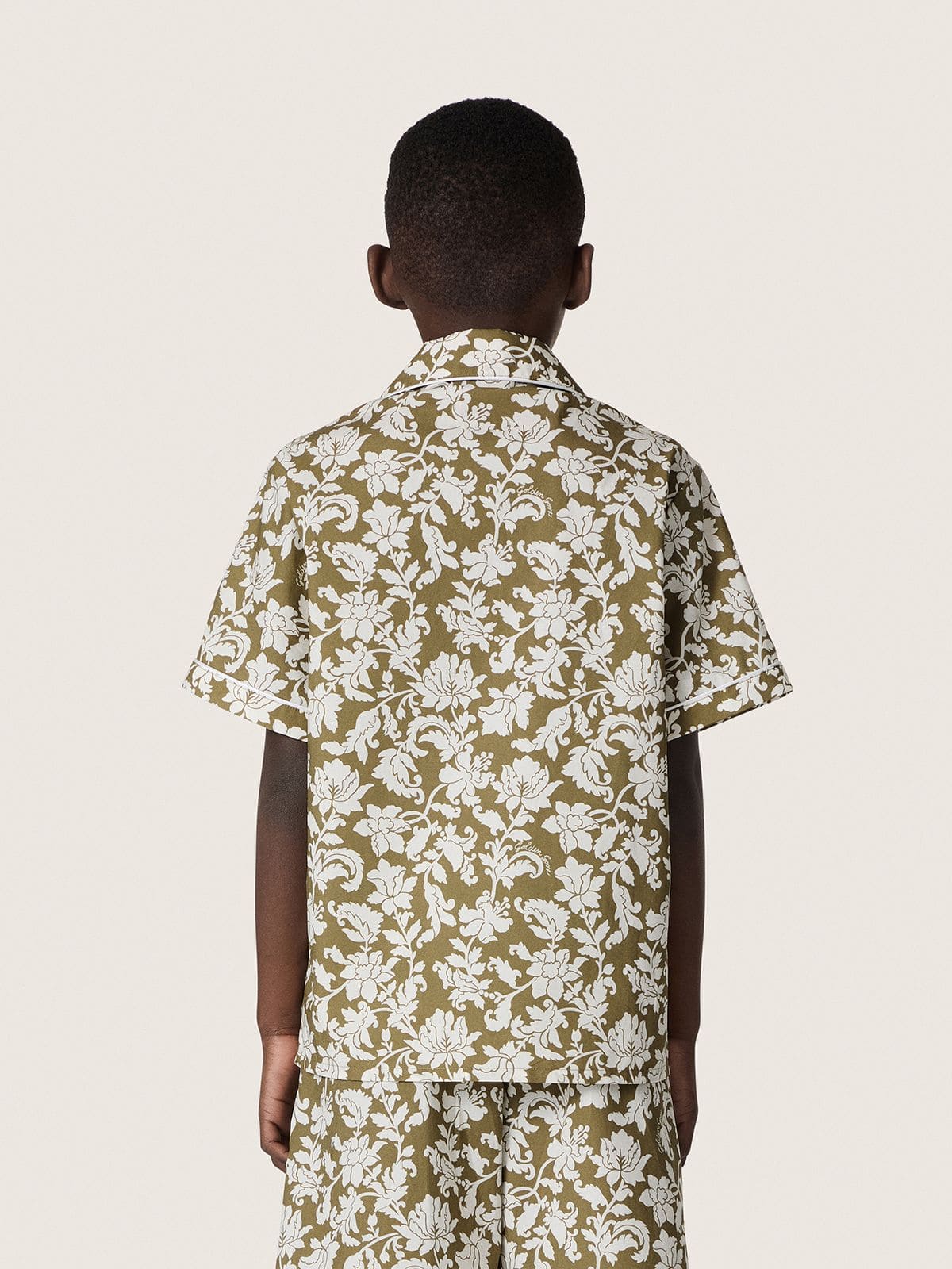 Golden Goose - Camicia da Bambino Journey in canvas di cotone con stampa floreale verde e bianca in 