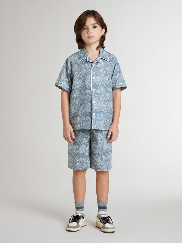 Golden Goose - Boys’ blue shorts with white print  in 