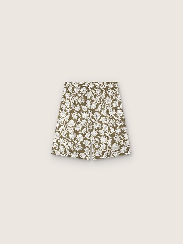 Golden Goose - Pantaloncini da Bambino Journey in canvas di cotone con stampa floreale verde e bianca in 