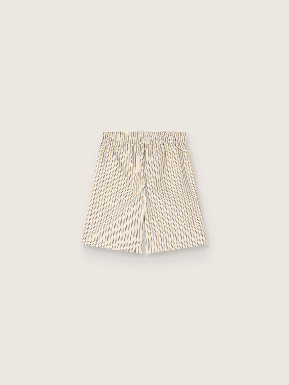 Shorts para ni&ntilde;o de rayas de color crudo, beige y gris