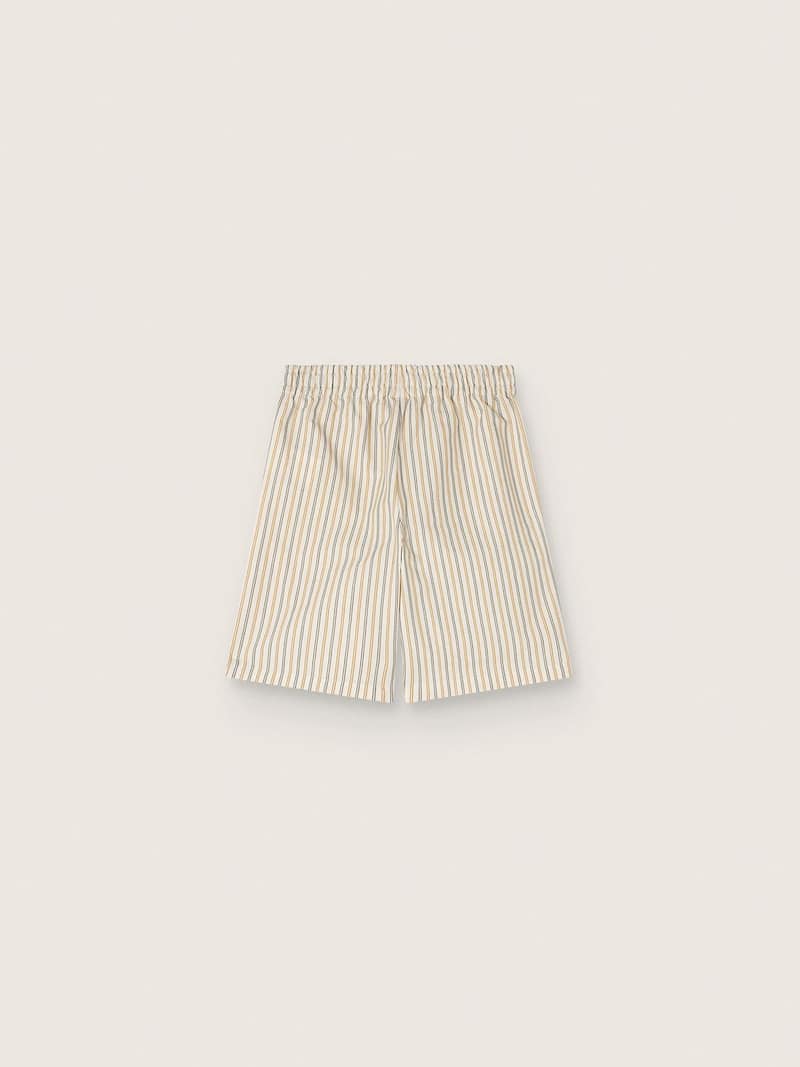 Golden Goose - Shorts da bambino a righe color ecr&ugrave;, beige e grigio in 