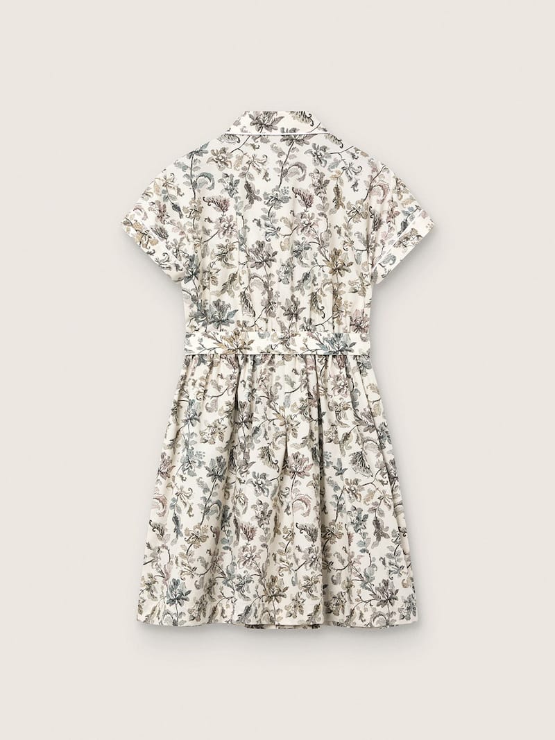 Golden Goose - Vestido de ni&ntilde;a Journey en lona de algod&oacute;n blanco con estampado floral verde in 