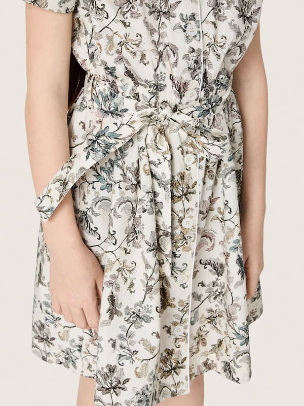 Golden Goose - Abito da Bambina Journey in canvas di cotone bianco con stampa floreale verde in 
