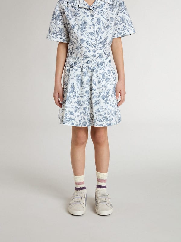 Golden Goose - Girls’ white skirt with blue print in 