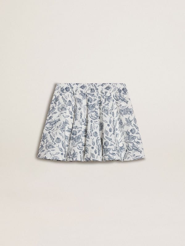 Golden Goose - Girls’ white skirt with blue print in 