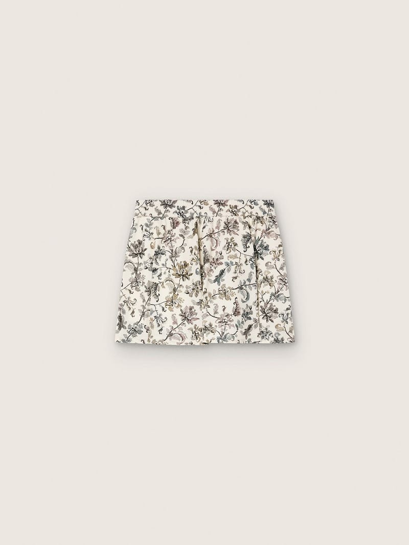Golden Goose - Wei&szlig;er M&auml;dchen-Minirock Journey aus Baumwollcanvas mit gr&uuml;nem Blumenprint in 