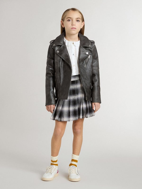 Golden Goose - Boys’ biker jacket in distressed leather in 