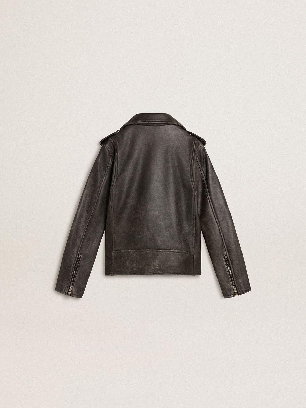 Golden Goose - Cazadora perfecto de niño de piel con tratamiento desgastado in 