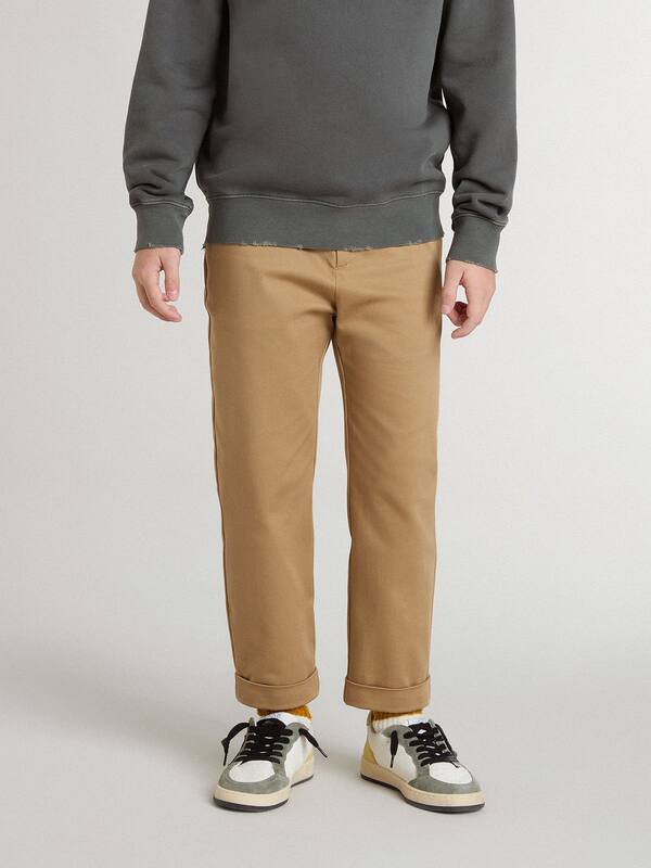 Golden Goose - Kids’ chinos in tobacco-colored cotton in 