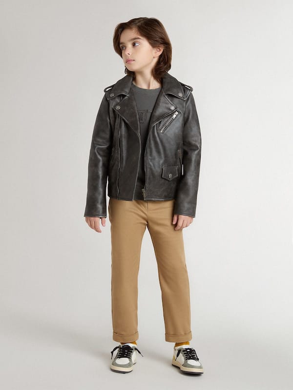 Golden Goose - Kids’ chinos in tobacco-colored cotton in 