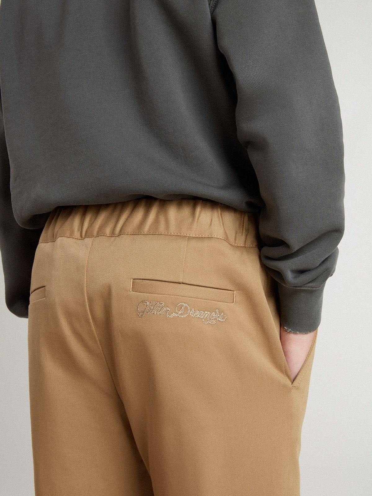 Golden Goose - Pantalon chino pour enfant en coton couleur tabac in 