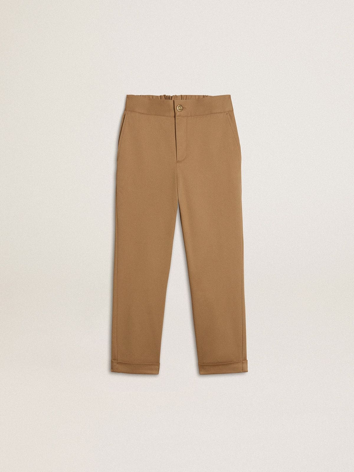 Golden Goose - Pantalon chino pour enfant en coton couleur tabac in 