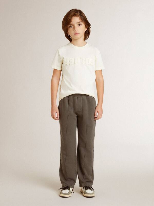 Golden Goose - Boys' cream-colored T-shirt with raised logo  in 