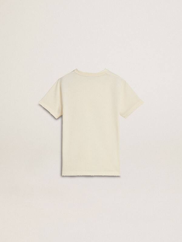 Golden Goose - Boys' cream-colored T-shirt with raised logo  in 