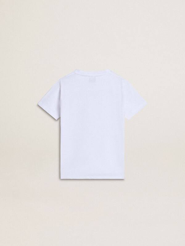 Golden Goose - Kids’ white cotton T-shirt with silver print  in 