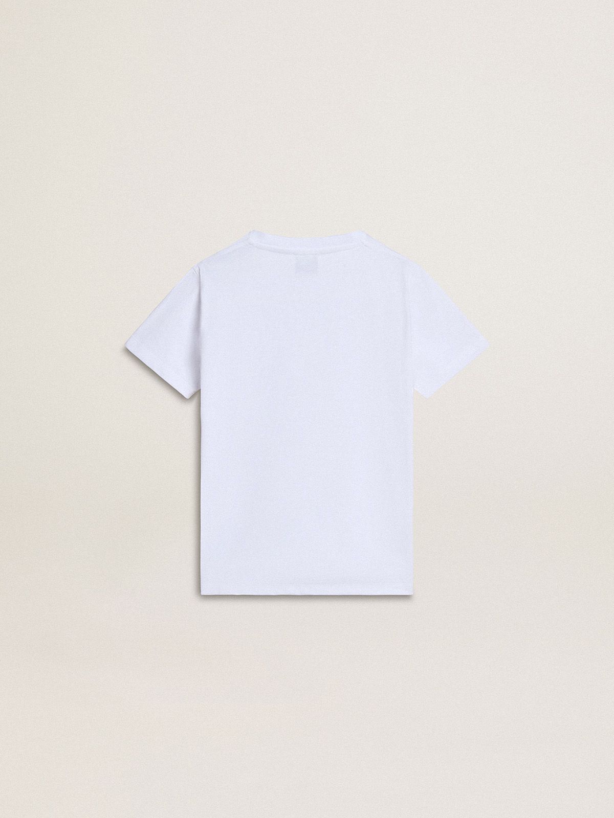 Golden Goose - T-shirt pour enfant en coton blanc avec imprimé argenté in