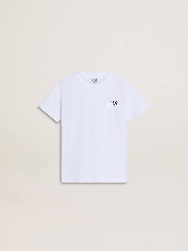 Golden Goose - Kids’ white cotton T-shirt with silver print  in 