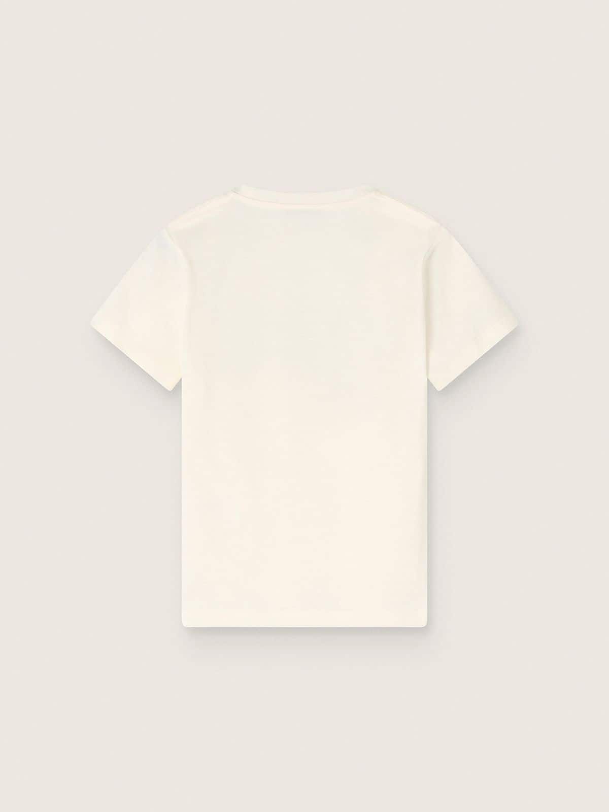 Kids&rsquo; T-shirt in white cotton jersey with green logo