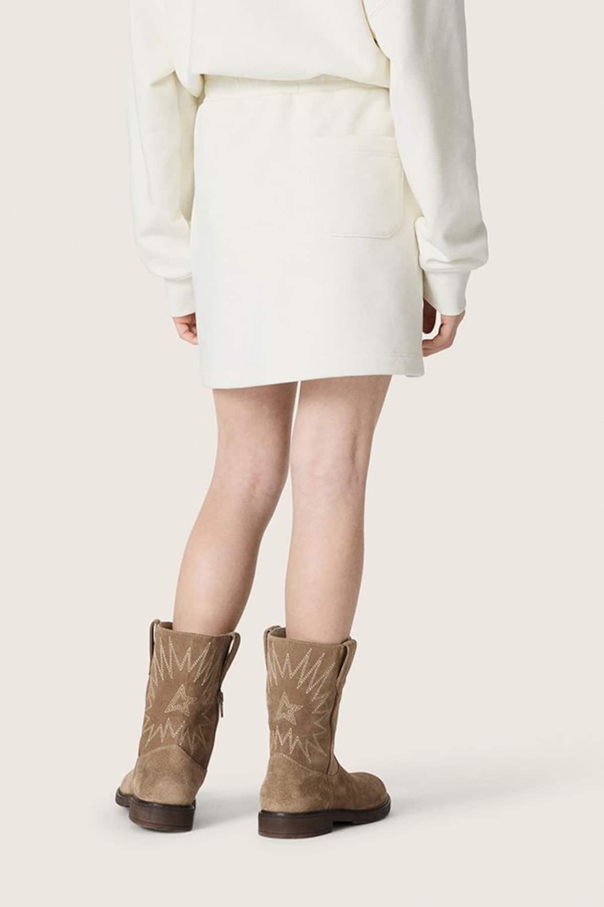 Golden Goose - Minissaia Infantil Feminina Journey de moletom de algod&atilde;o branco com cristais e bordado in 
