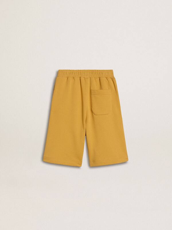 Golden Goose - Kids jogging shorts in ochre yellow with embroidery   in 