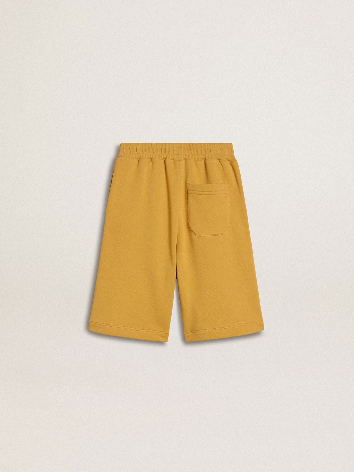 Golden Goose - Short de jogging jaune ocre pour enfant avec broderie in