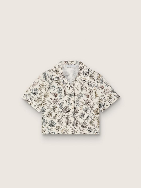 Golden Goose Wei&szlig;es M&auml;dchen-Kurzarmhemd Journey aus Baumwollcanvas mit gr&uuml;n-wei&szlig;em Blumenprint Topwear (4-12&nbsp;Jahre) green kids