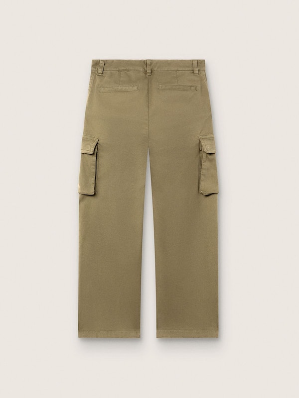 Journey boys&rsquo; cargo pants in military-green cotton gabardine with print