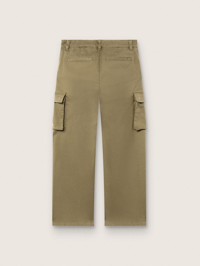 Golden Goose - Pantaloni cargo da Bambino Journey in gabardine di cotone verde militare con stampa in 