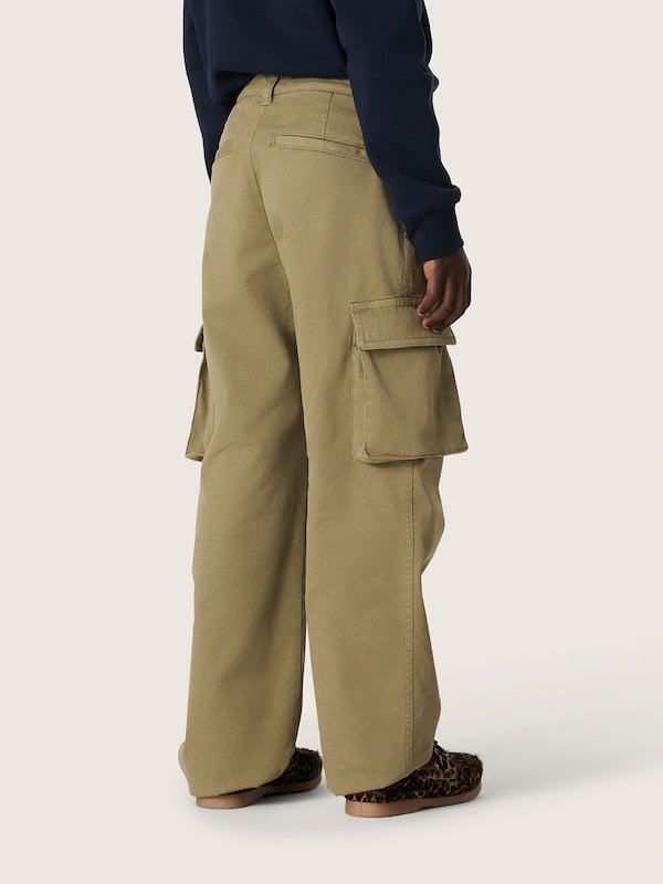 Golden Goose - Journey boys&rsquo; cargo pants in military-green cotton gabardine with print in 