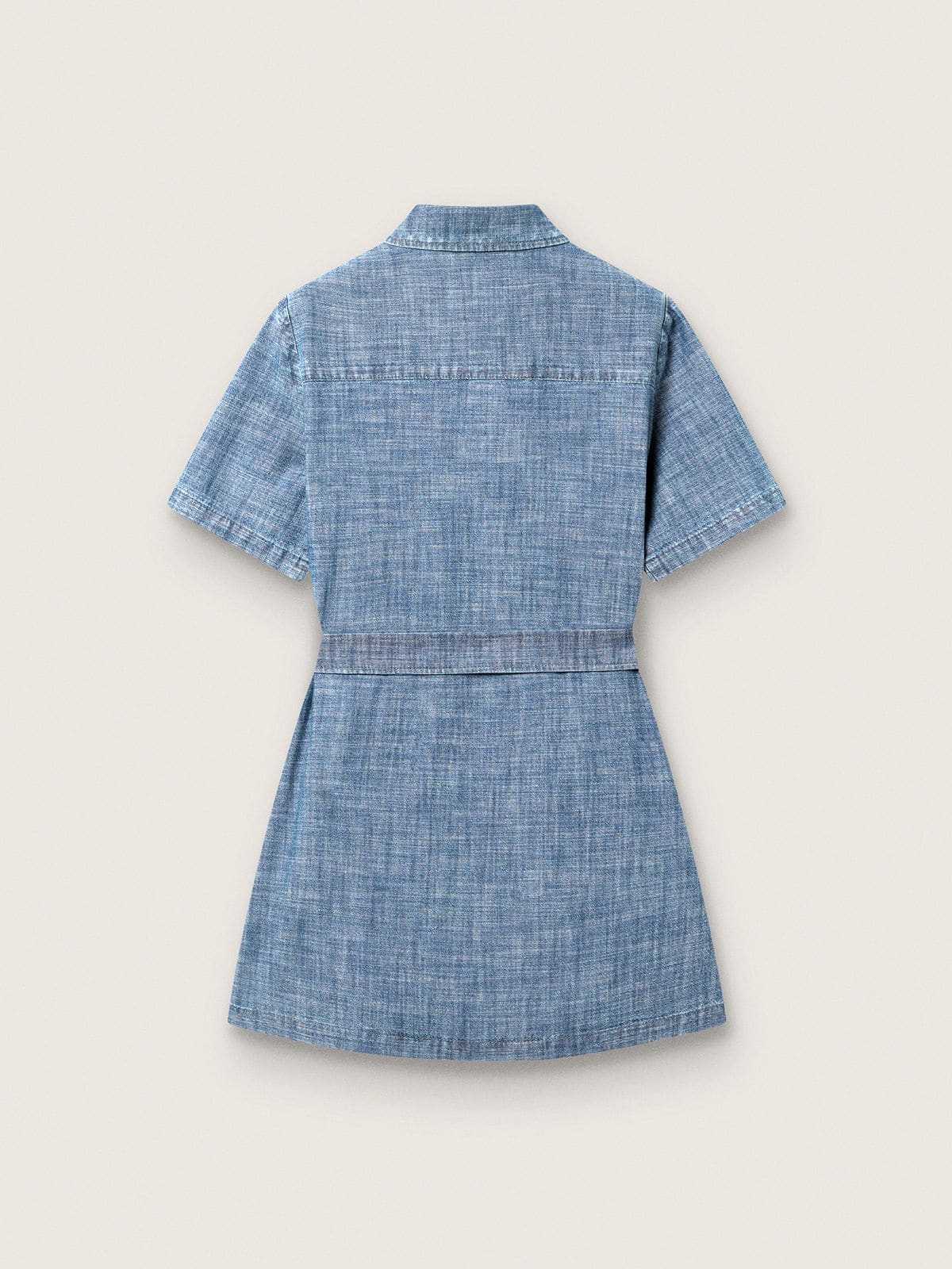 Vestito chemisier a maniche corte da Bambina Journey in chambray di cotone azzurro con patch ricamato