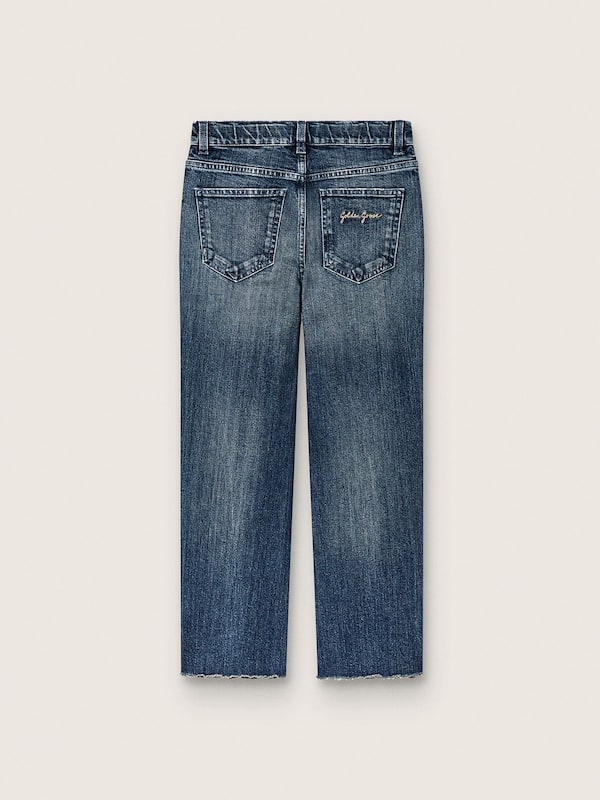 Jeans bootcut da Bambina Journey in denim blu con strass degrad&eacute;