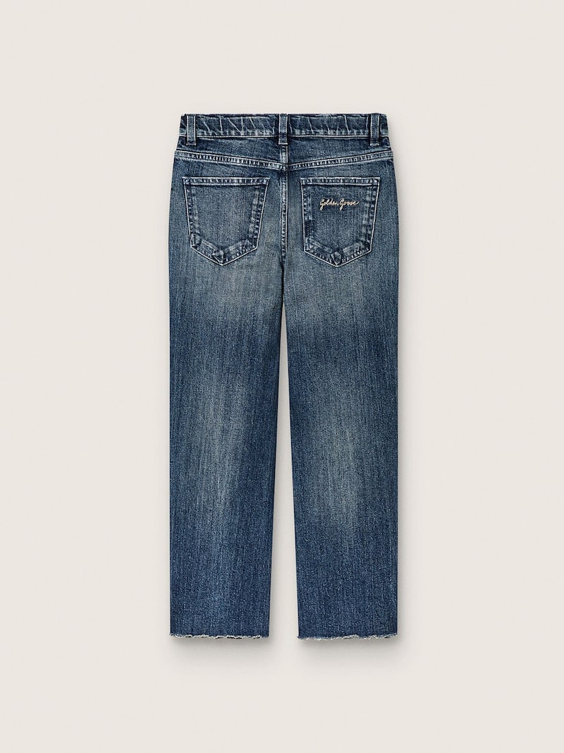 Golden Goose - Blaue M&auml;dchen-Bootcutjeans aus Denim mit Strass im D&eacute;grad&eacute; in 