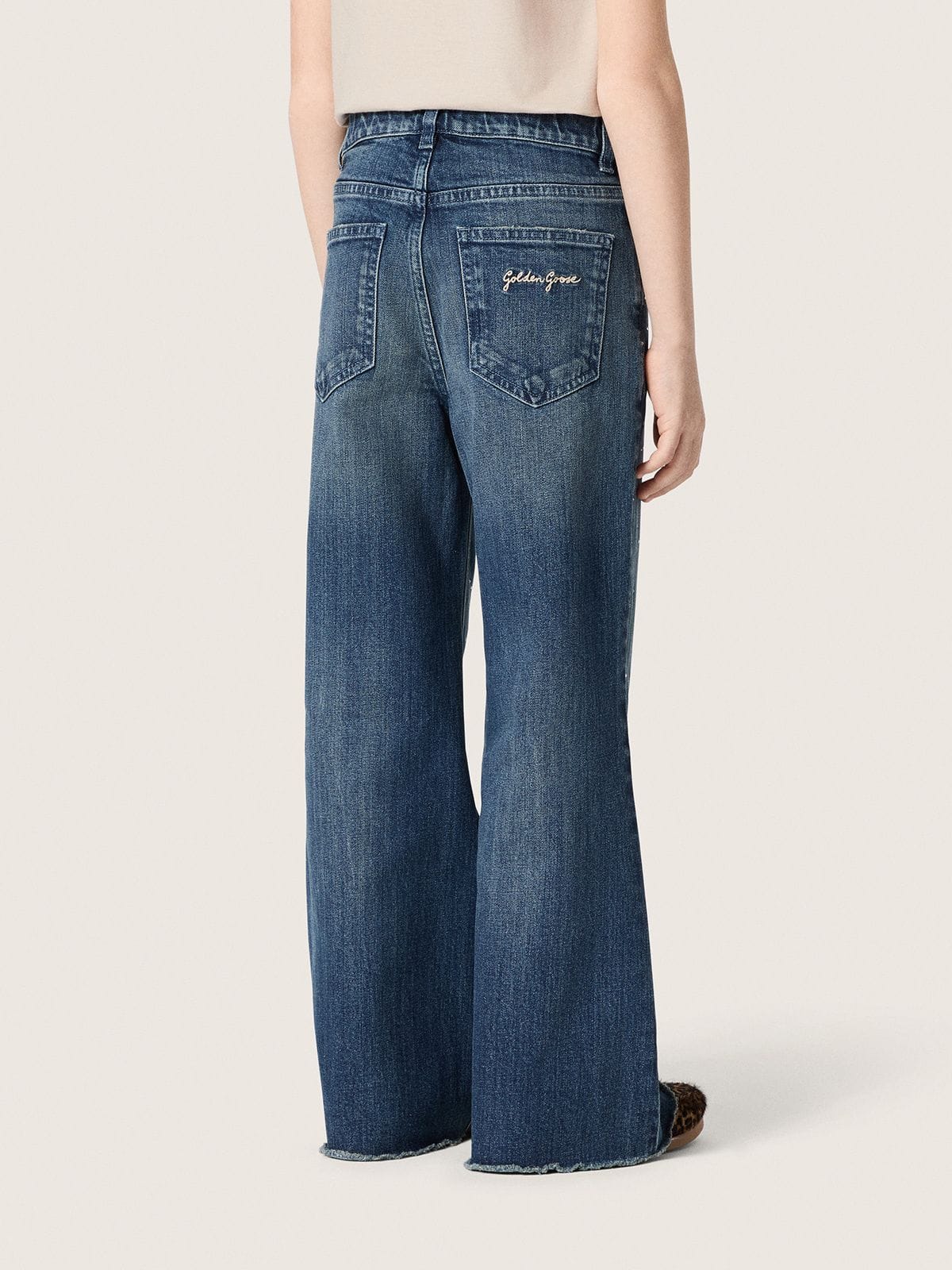 Golden Goose - Vaqueros bootcut de ni&ntilde;a Journey en denim azul con strass degradado in 